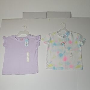 Cat & Jack 2 Pc Summer Bundle Girls' Kids' T-Shirt Set-Purple/Tye-Dye NWT Sz 8M